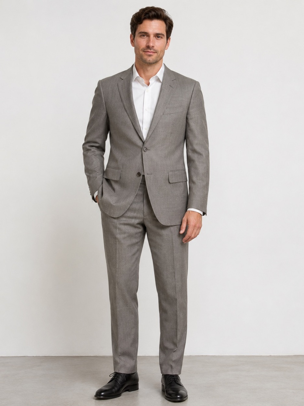 Joseph Abboud Gray Wool Slim Fit Custom Suit 34S Tollegno 1900